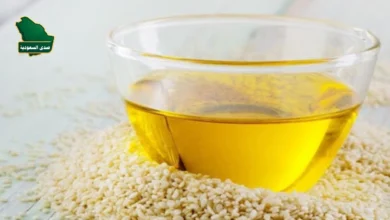 صورة زجاجة زيت سمسم وبذور سمسم لتوضيح مقال فوائد زيت السمسم وأضراره وعلاقته بالحساسية.