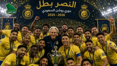احتفال نادي النصر بالتتويج بدوري روشن