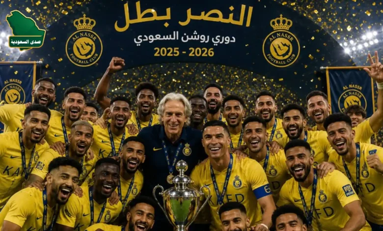 احتفال نادي النصر بالتتويج بدوري روشن